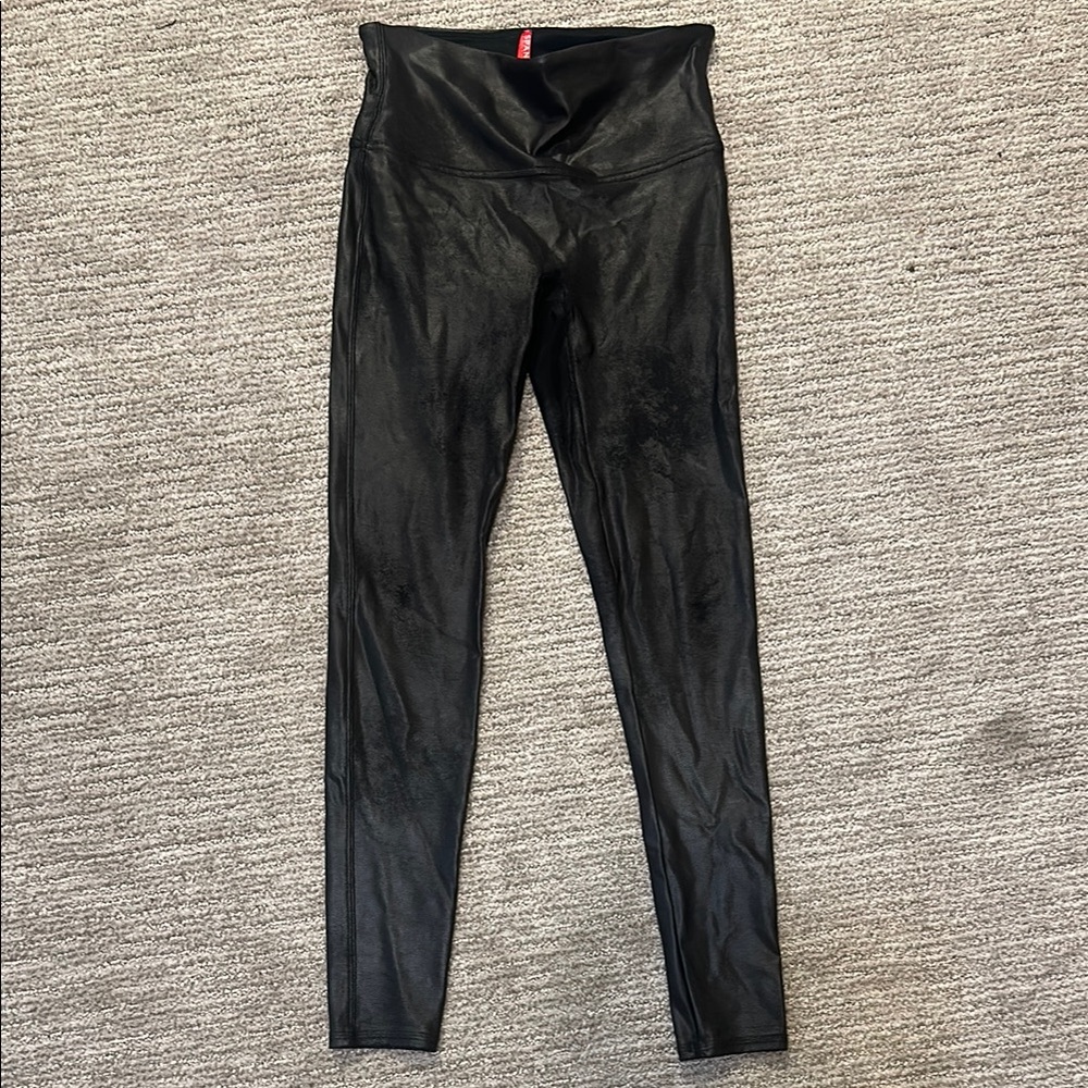 SPANX Black Faux Leather High-Rise Leggings